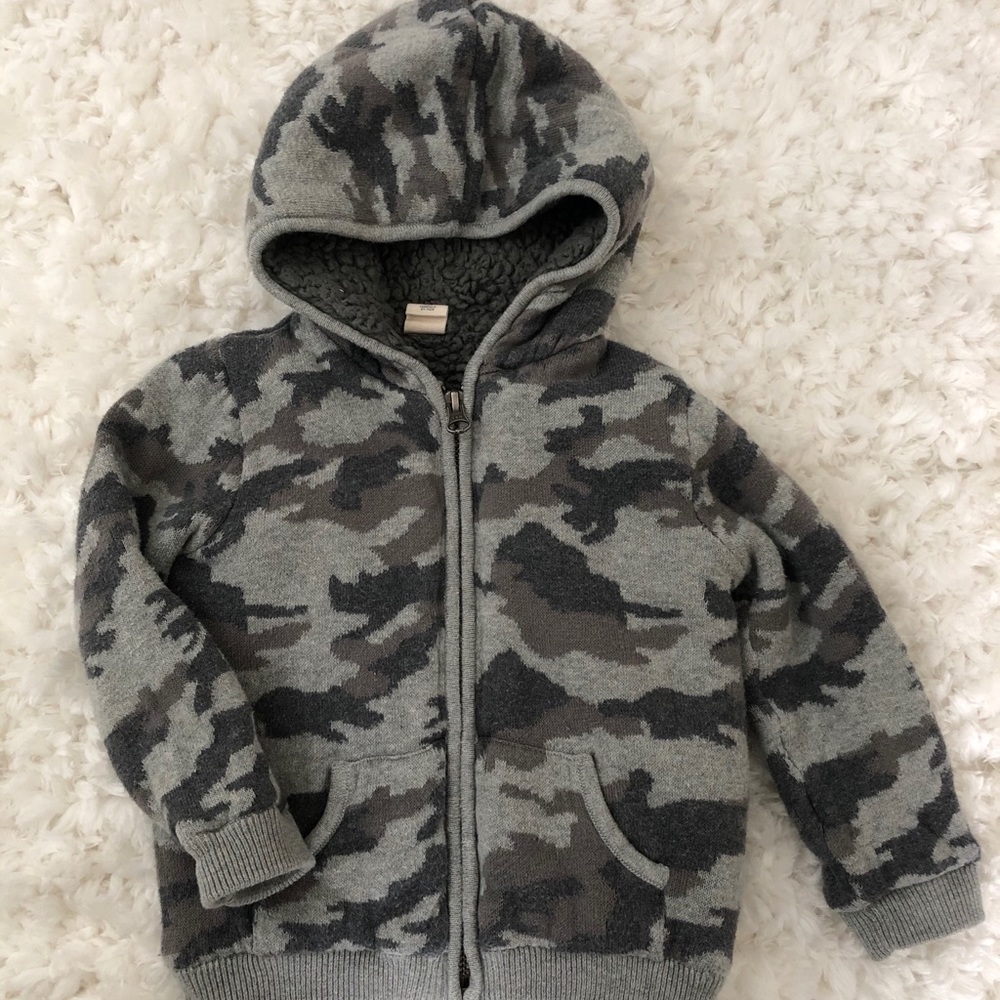 18M boys knit camouflage grey hoodie